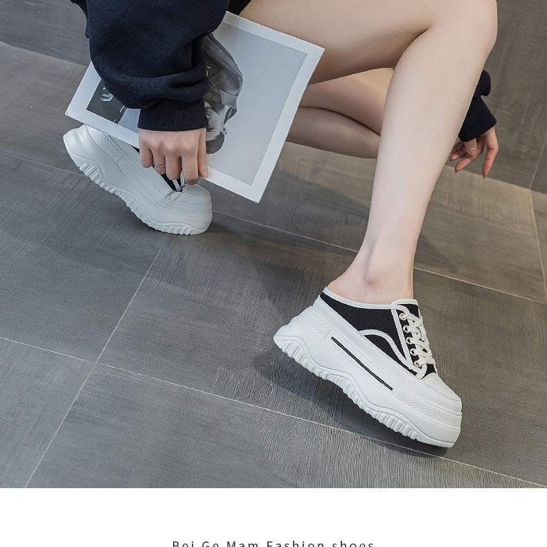 Damen Slip-On Sneakers mit hohem Plateau und atmungsaktiver Mesh-Oberfläche EB