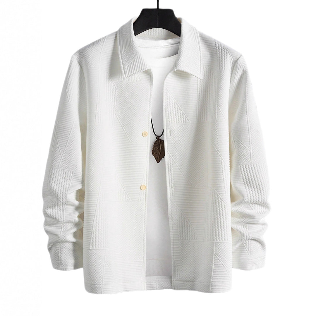 Herren nan strukturierte Shirtjacke im Patchwork-Relief mit Hemdkragen EB
