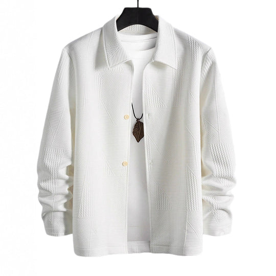 Herren nan strukturierte Shirtjacke im Patchwork-Relief mit Hemdkragen EB