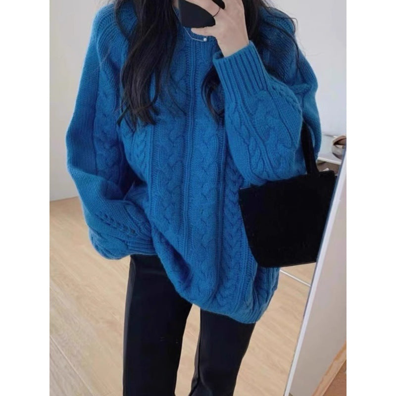 Damen Grobstrickpullover im lässigen Oversized-Stil mit Zopfmuster EB