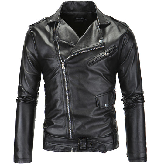 Herren stylische Bikerjacke aus hochwertigem Kunstleder EB