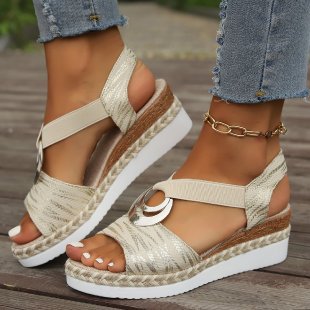 Damen Wedge-Sandalen mit modischem Riemen-Design und hochwertiger Sohle EB