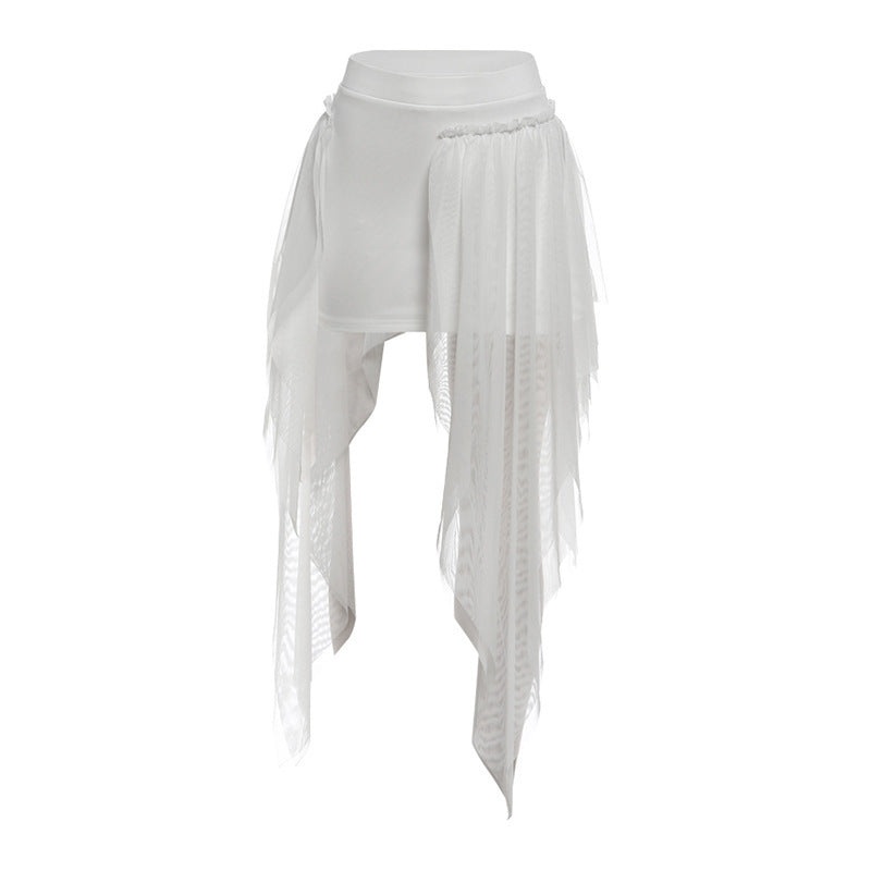 Damen Maxi-Skirt mit fließendem Chiffon und asymmetrischem Schnitt EB