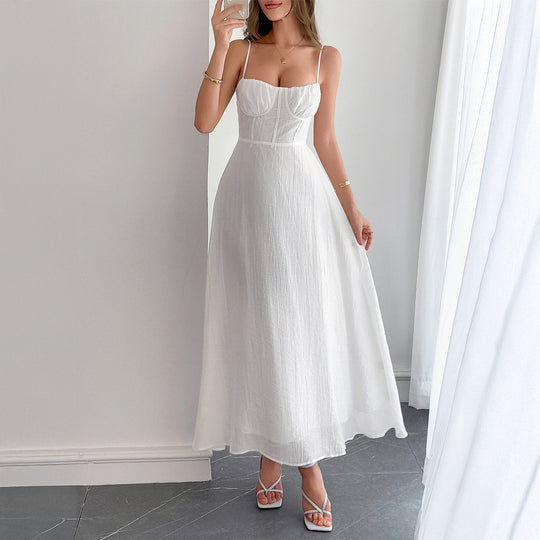 Damen Sommerliches Maxikleid mit verstellbaren Trägern und taillierter Passform EB