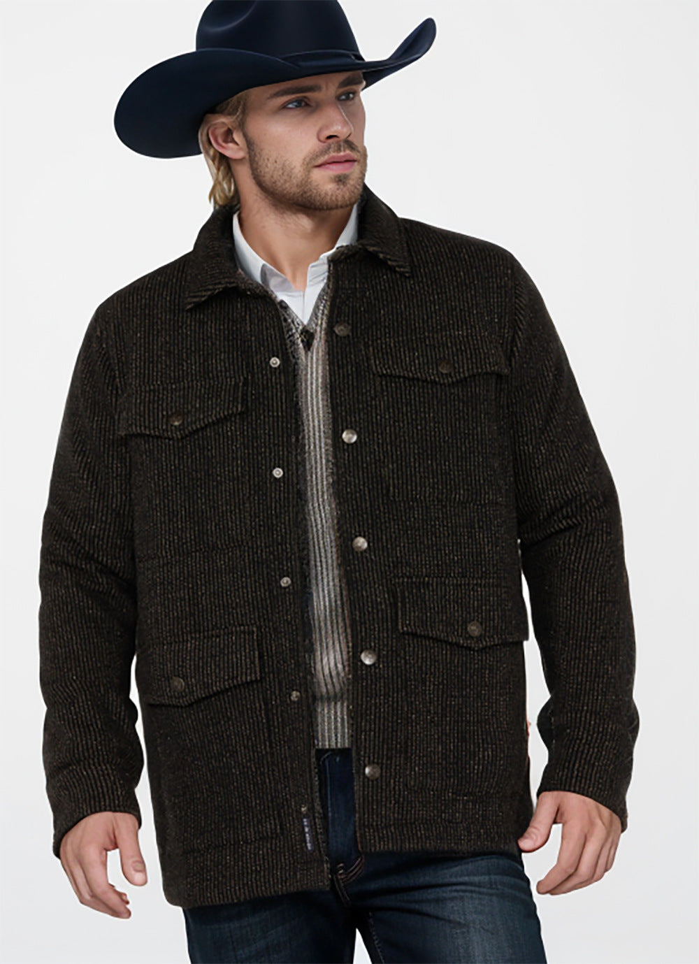 Herren robuste Baumwolljacke im lässigen Design mit aufgesetzten Taschen EB