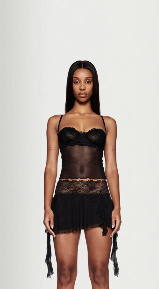 Damen verführerisches Spitzen-Nachtkleid mit asymmetrischem Saum und Leopardenmuster EB