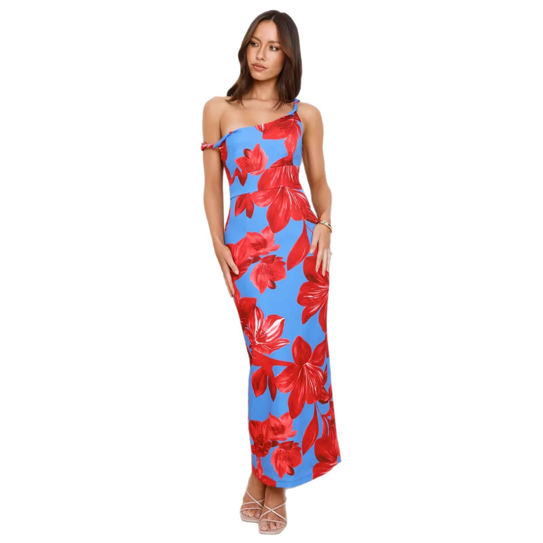 Damen Maxikleid mit einzigartigem floralem Design und verstellbaren Trägern EB