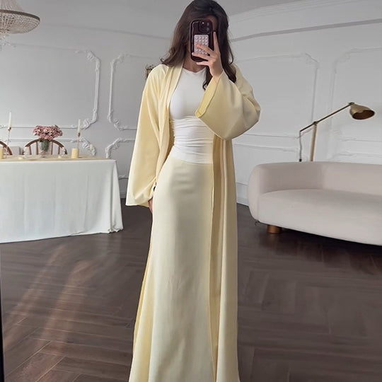 Damen eleganter Langmantel mit weich fließender Silhouette EB