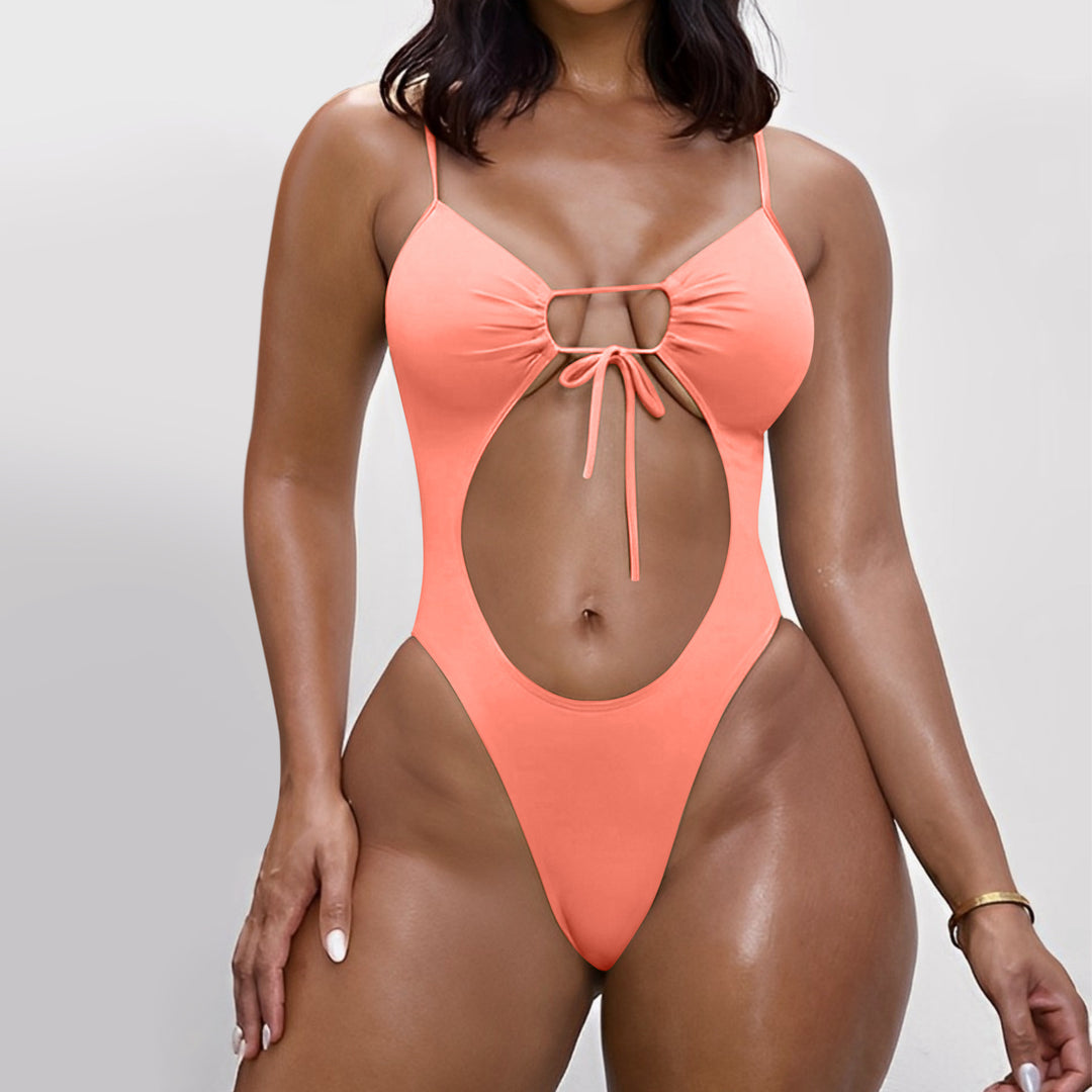 Damen Cut-Out Einteiler Badeanzug mit verstellbaren Trägern EB