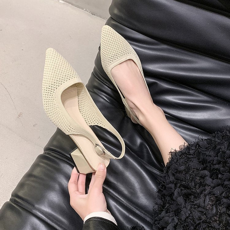 Damen Slingback-Pumps mit strukturiertem Obermaterial und elegantem Blockabsatz EB