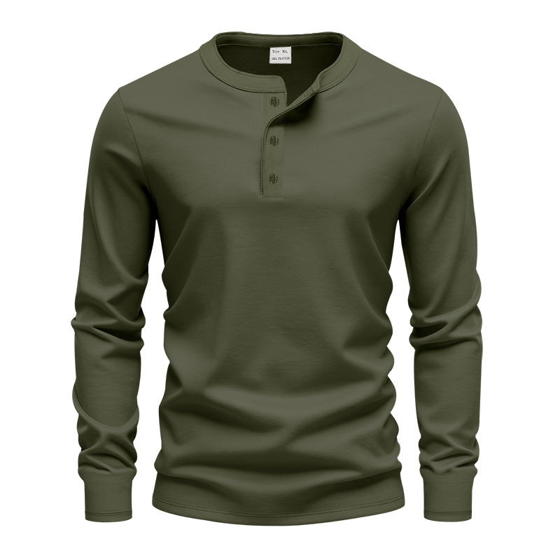 Herren nan tailliertes Langarm-Henleyshirt mit Stehkragen, feinem Baumwollstretch und Rippbündchen EB