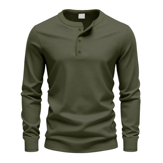 Herren nan tailliertes Langarm-Henleyshirt mit Stehkragen, feinem Baumwollstretch und Rippbündchen EB