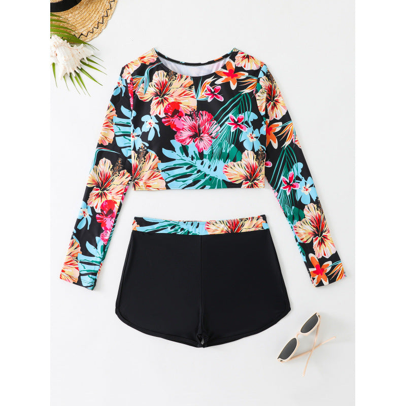 Damen Surf-Bikini-Set mit langärmeliger Oberteil und sportlichem Design EB