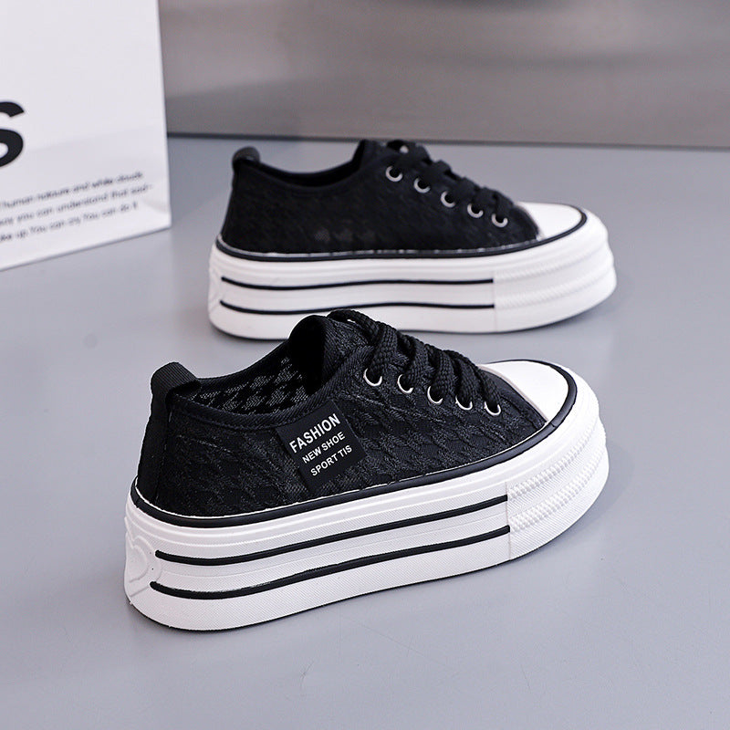 Damen Sneakers mit hohem Plateau und atmungsaktiver Oberseite EB