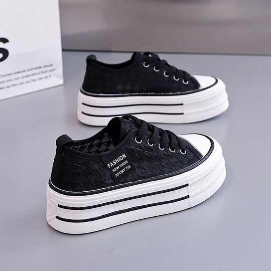 Damen Sneakers mit hohem Plateau und atmungsaktiver Oberseite EB