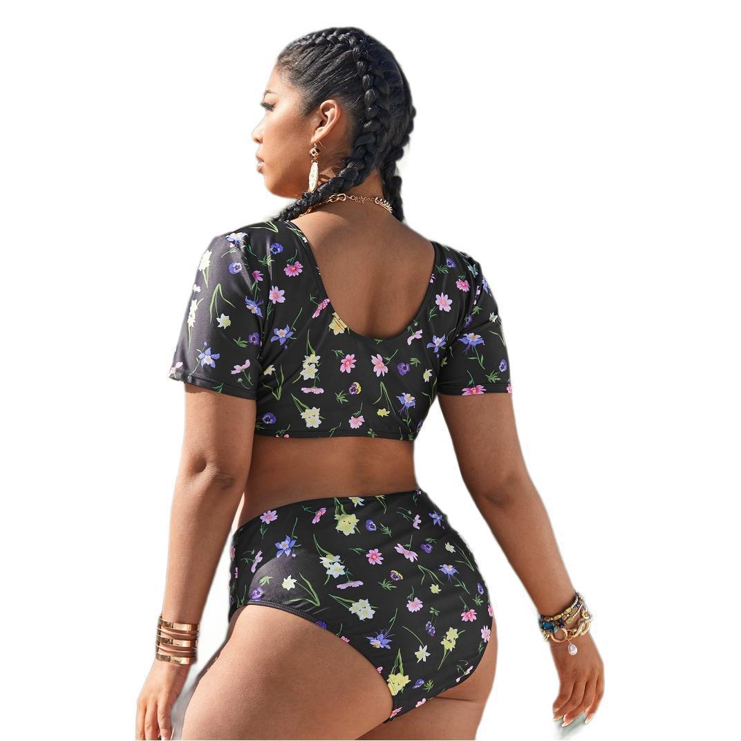 Damen Bikini-Set mit romantischen Rüschendetails und floralem Muster EB