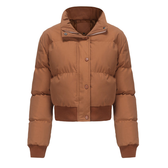 Damen cropped Steppjacke mit hohem Kragen und praktischen Druckknöpfen EB