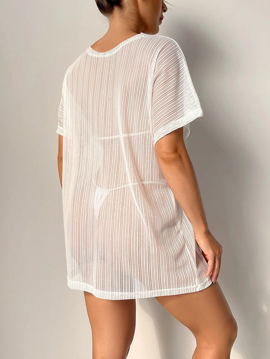 Damen Strandcover-Up aus transparentem Netzmaterial EB