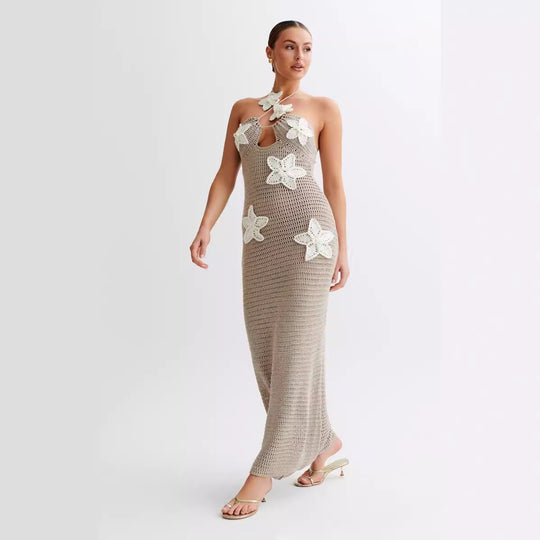Damen Häkelkleid mit floralem Design EB