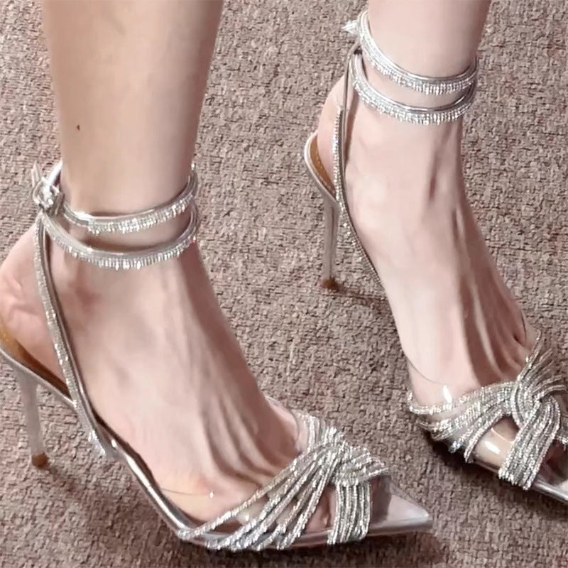 Damen Glamouröse High Heels mit funkelnden Riemchen EB