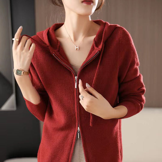 Damen Sportlicher Zip-Hoodie aus feinem Strick EB
