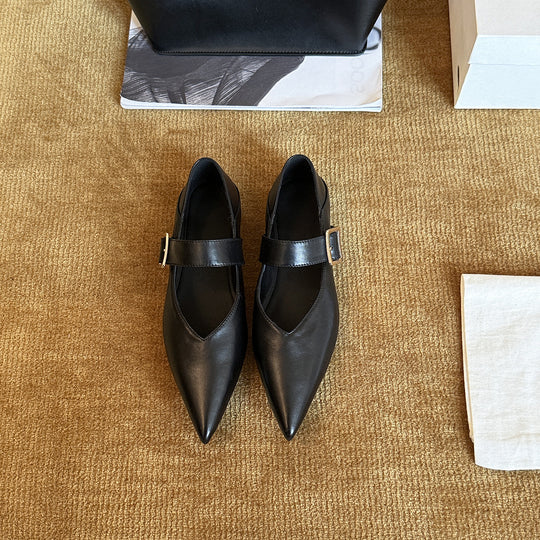 Damen Elegante Slingback-Ballerinas aus hochwertigem Leder mit modischem Riemchen EB