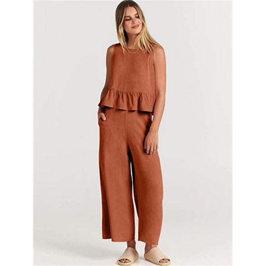 Damen lässiger Jumpsuit mit voluminösem Oberteil und seitlichen Taschen EB