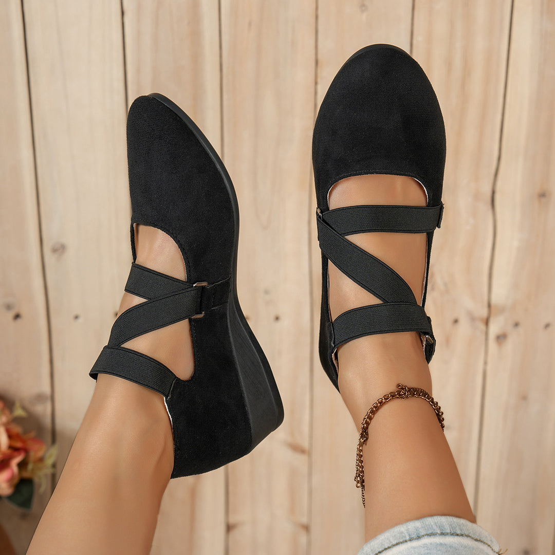 Damen elegante Wedges mit verstellbarem Riemendesign EB
