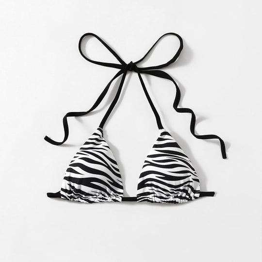 Damen Triangel-Bikini mit modischem Zebra-Muster und verstellbaren Trägern EB