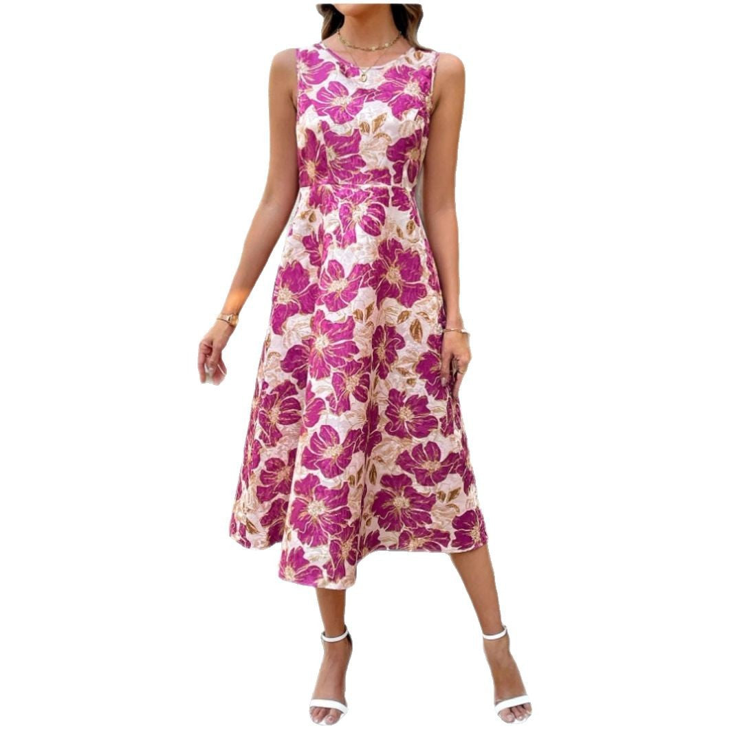 Damen Maxikleid mit floralem Design und elegantem A-Linien-Schnitt EB