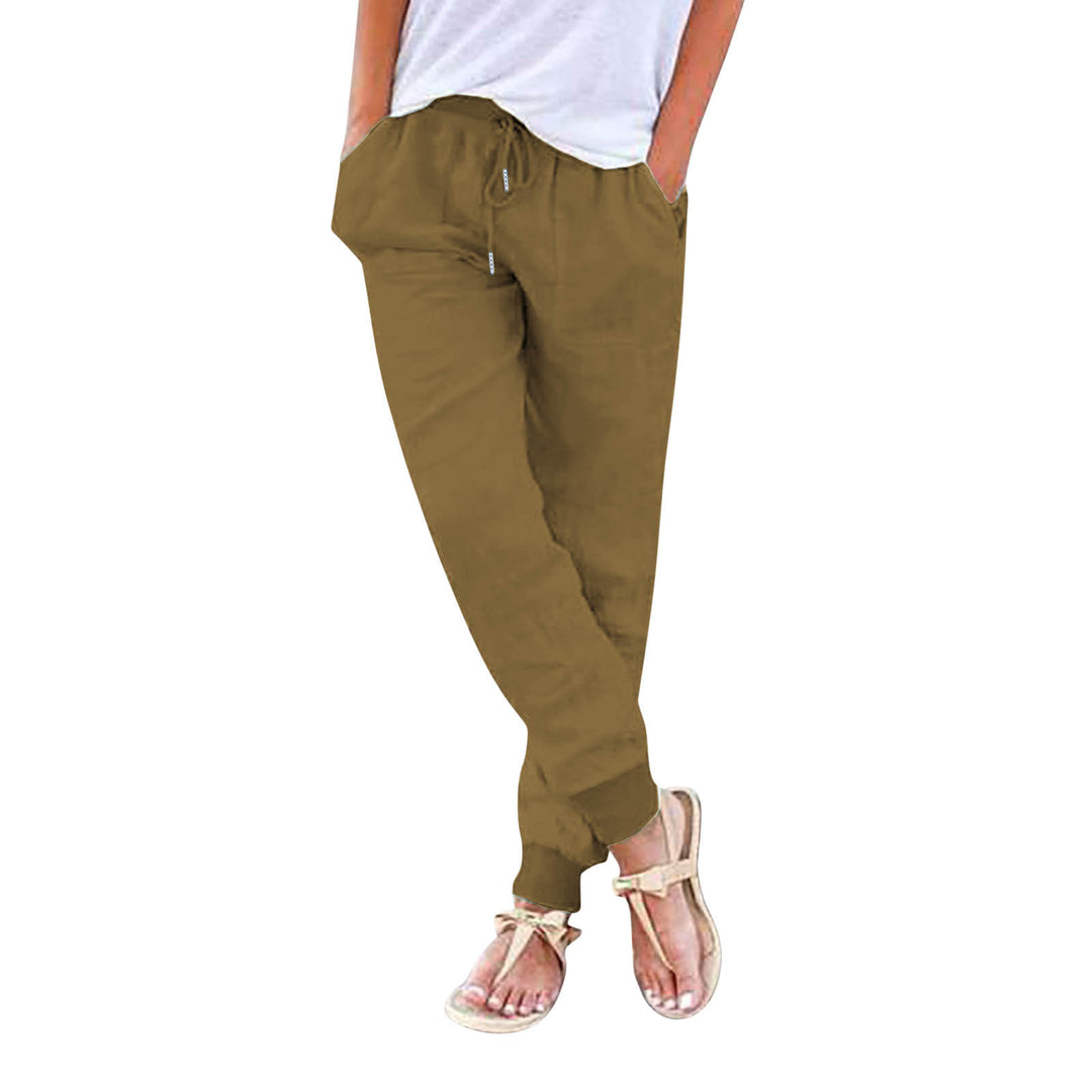 Damen bequeme Freizeithose mit elastischem Bund und praktischen Taschen EB