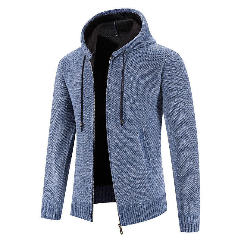 Herren Strickjacke mit Kapuze und strukturiertem Design EB