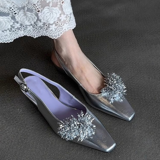 Damen Slingback-Pumps mit elegantem Glitzerakzent und komfortablem Blockabsatz EB