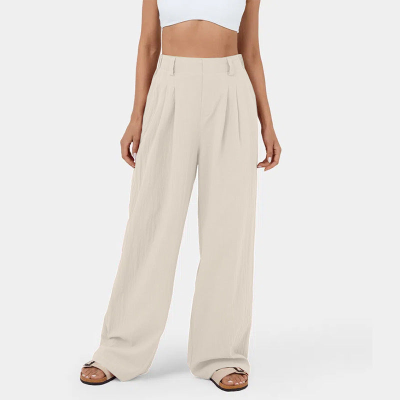 Damen Weite Chinohose mit elegantem Faltenwurf und seitlichen Taschen EB