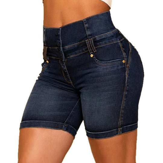 Damen Hochtaillierte Denim-Shorts mit figurformendem Design EB