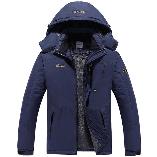 Herren multifunktionale wasserdichte Outdoorjacke mit abnehmbarem Fleece-Innenlayer und verstellbarer Kapuze EB