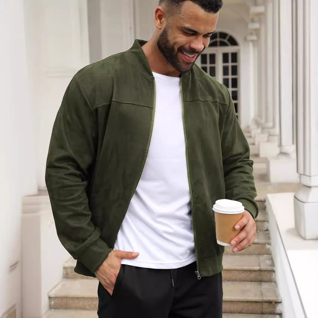 Herren modische Jacke im sportlichen Suede-Look EB