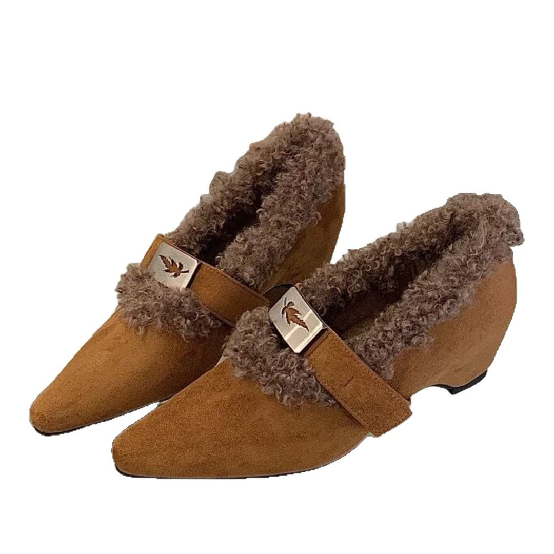 Damen elegante Stiefeletten mit warmem Futter und modischem Riemchen EB