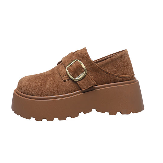 Damen Modische Mokassins mit robustem Plateau und verstellbarem Riemen EB