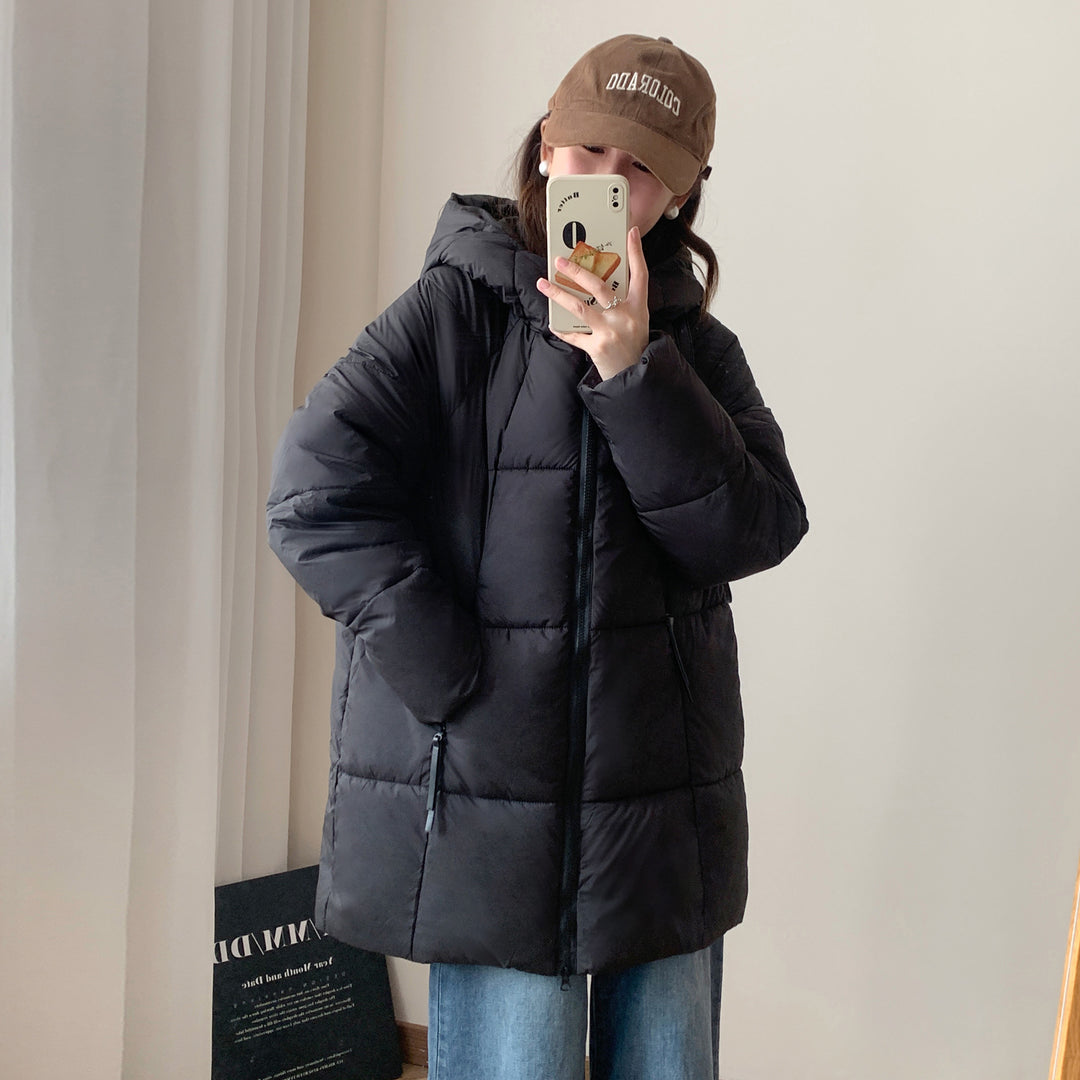 Damen Übergroße Pufferjacke mit Kapuze und praktischen Eingrifftaschen EB