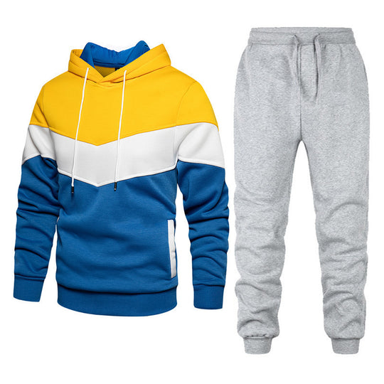 Herren nan athleisure-Set mit Chevron-Kapuze, fleecegefüttertem Pullover und schmal zulaufender Jogginghose EB