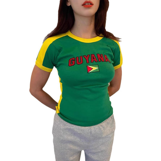 Damen T-Shirt mit kulturellem Schriftzug und Flaggenmotiv EB