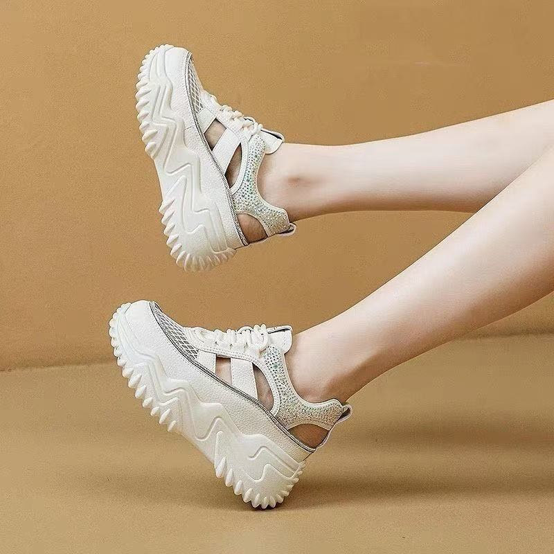 Damen Sportliche Plateau-Sneaker mit atmungsaktivem Mesh und rutschfester Sohle EB
