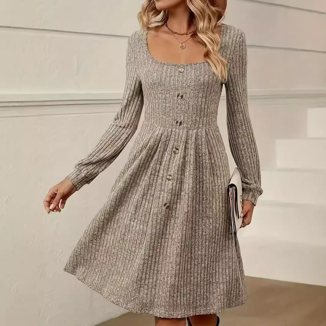 Damen Strickkleid mit Knopfleiste EB