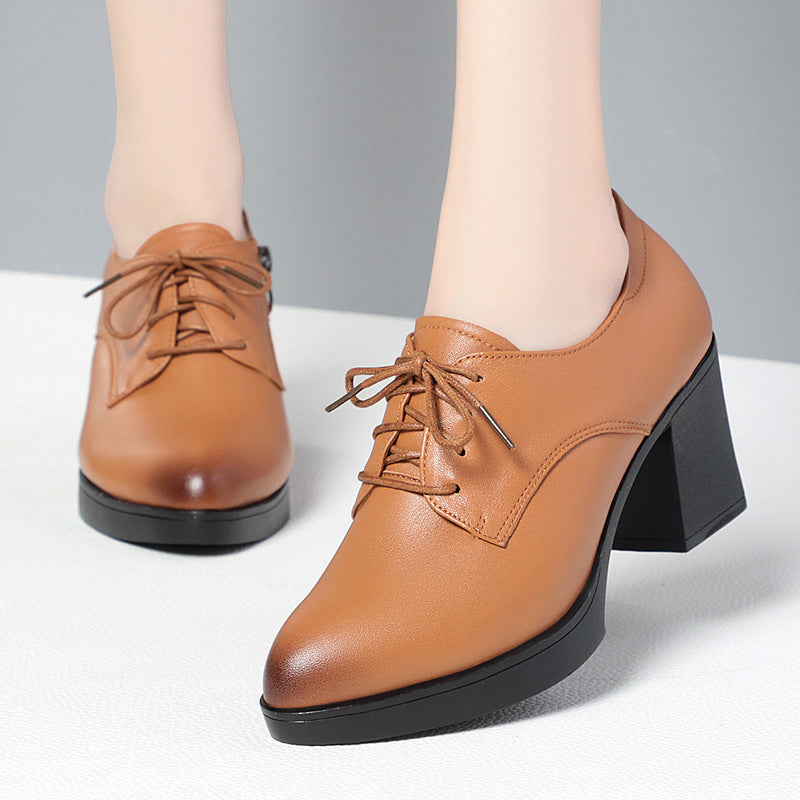 Damen Elegante Schnürstiefeletten mit modischem Blockabsatz und rutschfester Sohle EB