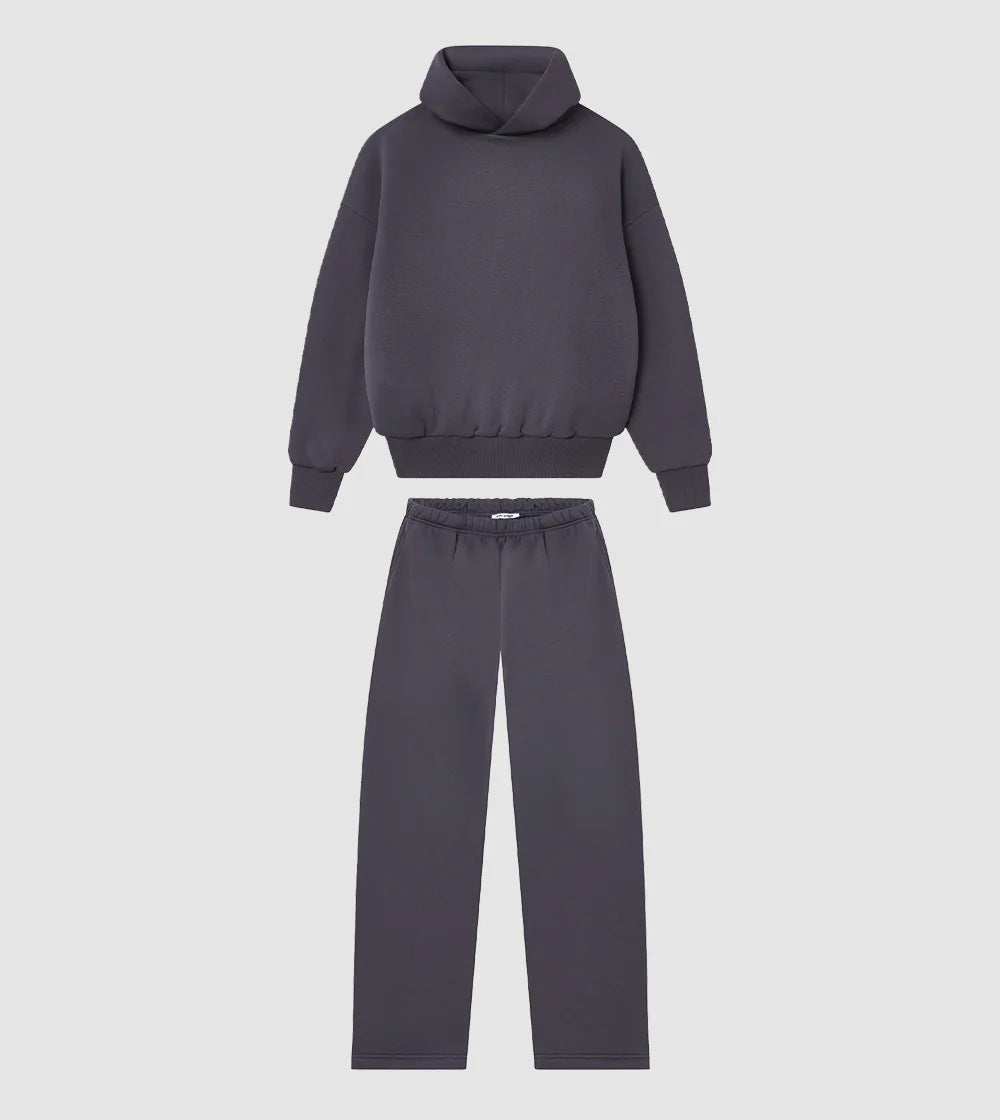 Unisex nan gemütliches Loungewear-Set mit hohem Rollkragen, relaxed-fit Sweatshirt und gerader Sweatpants EB