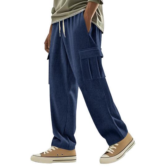 Herren Cordcargo-Hose mit weitem Bein, Tunnelzugbund und aufgesetzten Cargotaschen EB