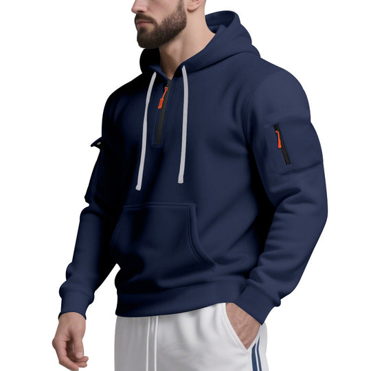Herren Funktions-Hoodie mit halbem Reißverschluss und praktischen Taschen EB
