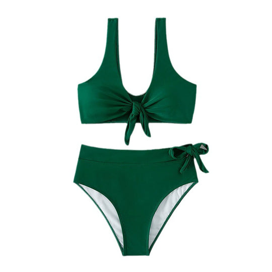 Damen Hochtaillierter Bikini mit bindbarem Crop-Top EB