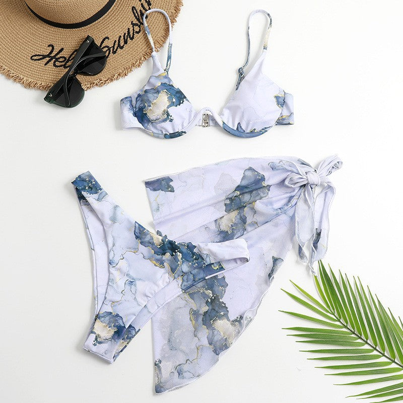 Damen Triangel-Bikini-Set mit elegantem Wickelrock EB